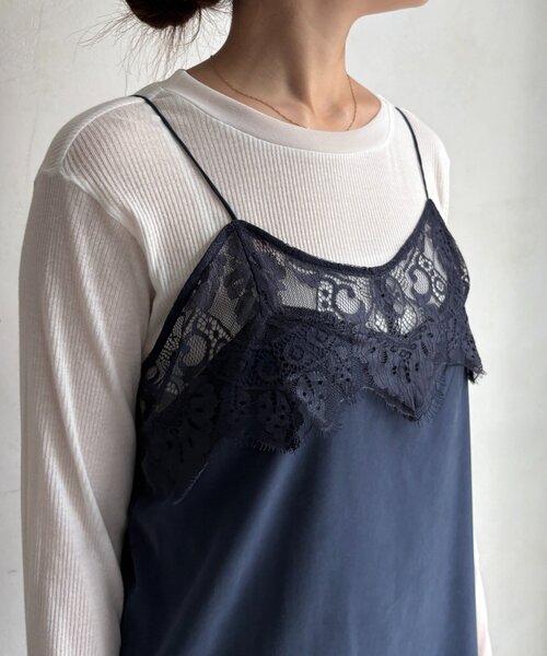 DouDou（ドゥドゥ）の「レースキャミチュニック（シャツ/ブラウス・レディース・オフホワイト/ブラック/ネイビー・FREE）」の12枚目の写真