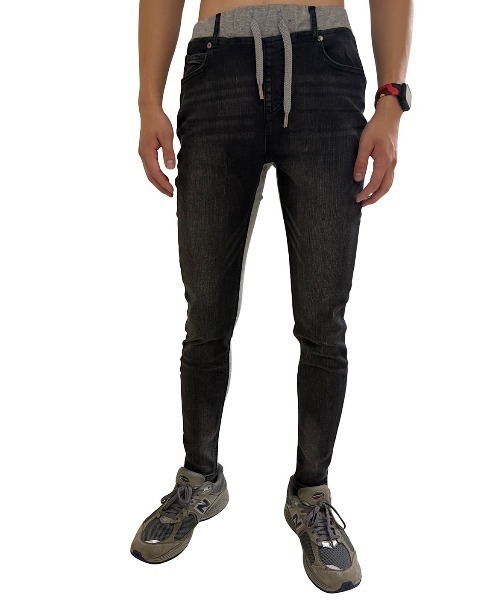 COOK JEANS(クックジーンズ)の「2FACE 前後切替 リラックスパンツ(デニムパンツ・メンズ・ブラック系その他・2/3/4/0/1)」の1枚目の写真
