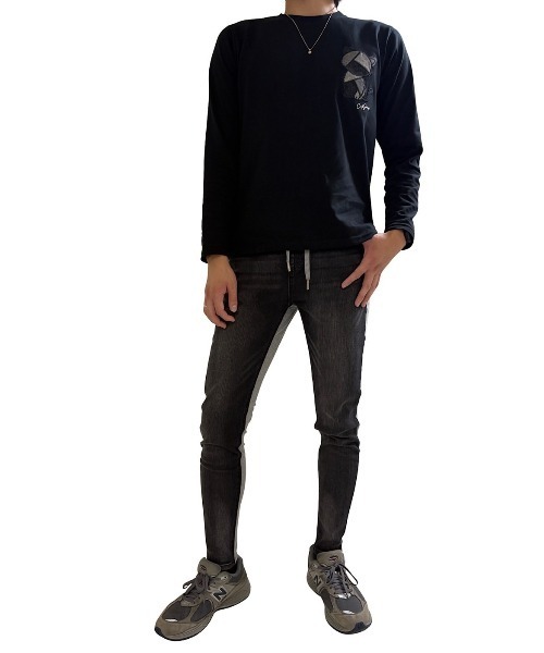 COOK JEANS(クックジーンズ)の「2FACE 前後切替 リラックスパンツ(デニムパンツ・メンズ・ブラック系その他・2/3/4/0/1)」の2枚目の写真