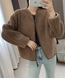 ノーカラーラグラン・スリーブボアブルゾン