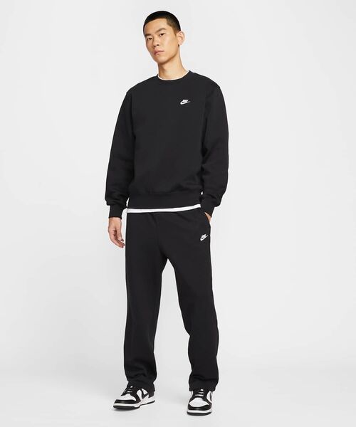 (取寄) ナイキ メンズ クラブ ブラッシュ フリース クルー Nike men Club Brushed Fleece Crew Black/White ナイキ クラブ メンズ フリース クルー / Nike Club Men's Fleece Crew