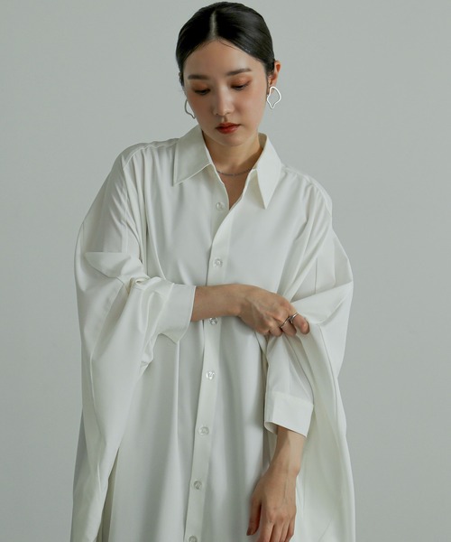 n'OrLABEL（ノアールレーベル）の「『ドルマンビッグシャツドレス』（ワンピース・レディース・ブラック/オフホワイト・FREE）」の5枚目の写真