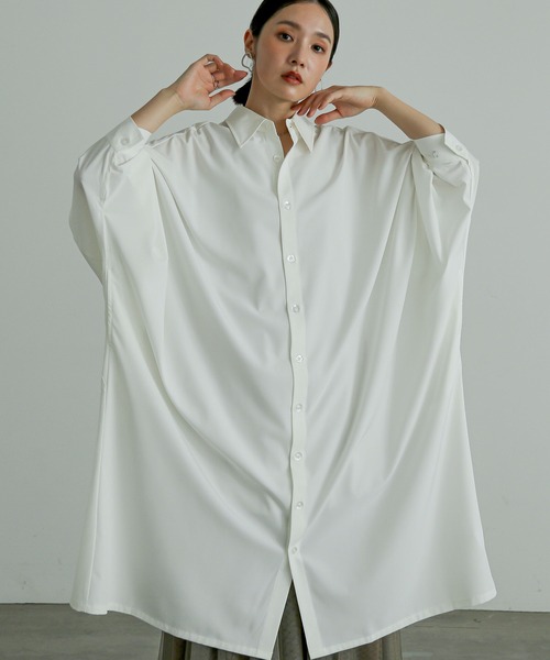 n'OrLABEL（ノアールレーベル）の「『ドルマンビッグシャツドレス』（ワンピース・レディース・ブラック/オフホワイト・FREE）」の6枚目の写真