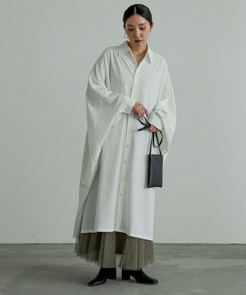 n'OrLABEL（ノアールレーベル）の「『ドルマンビッグシャツドレス』（ワンピース・レディース・ブラック/オフホワイト・FREE）」の9枚目の写真