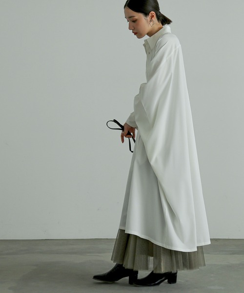 n'OrLABEL（ノアールレーベル）の「『ドルマンビッグシャツドレス』（ワンピース・レディース・ブラック/オフホワイト・FREE）」の10枚目の写真