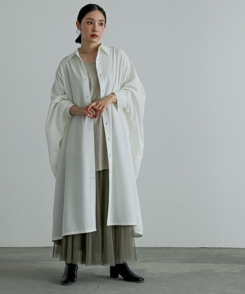 n'OrLABEL（ノアールレーベル）の「『ドルマンビッグシャツドレス』（ワンピース・レディース・ブラック/オフホワイト・FREE）」の11枚目の写真