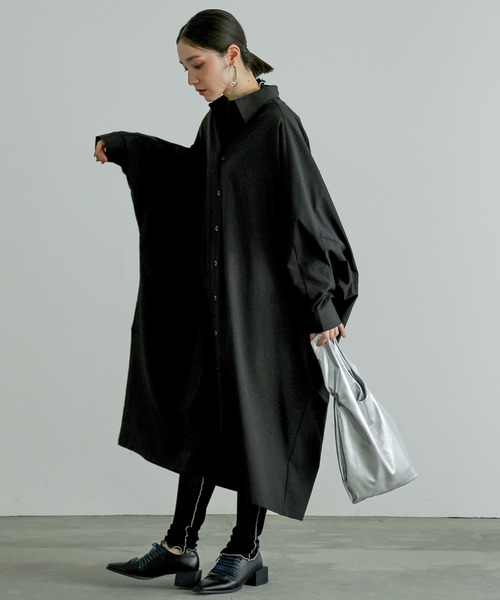 n'OrLABEL（ノアールレーベル）の「『ドルマンビッグシャツドレス』（ワンピース・レディース・ブラック/オフホワイト・FREE）」の19枚目の写真