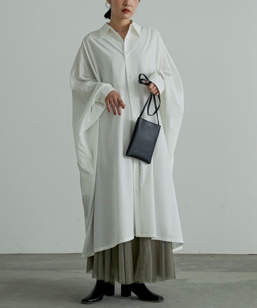 n'OrLABEL（ノアールレーベル）の「『ドルマンビッグシャツドレス』（ワンピース・レディース・ブラック/オフホワイト・FREE）」の4枚目の写真