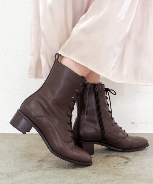 cava cava（サヴァサヴァ）の「防滑│レースアップブーツ　2420089（ブーツ・レディース・ブラック/ダークブラウン・23cm/22.5cm/24.5cm/23.5cm/24cm）」の2枚目の写真