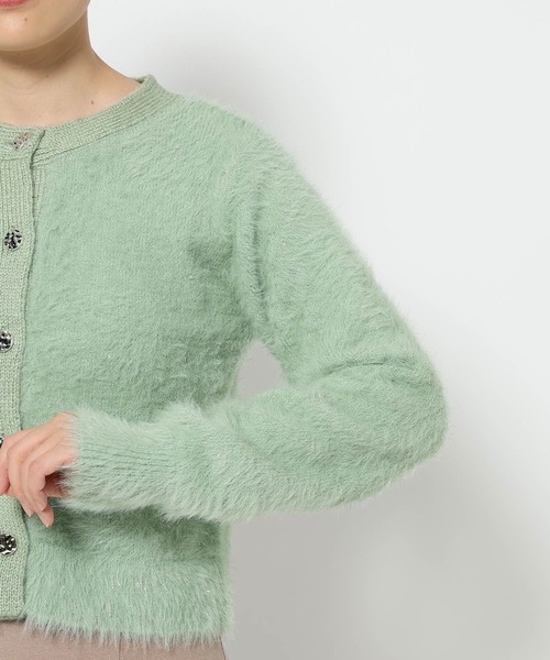 mysty woman(ミスティウーマン)の「ラメシャギーニットカーディガン 607531(ニット/セーター・レディース・ブラック/グレー系その他/ミント/ラベンダー・FREE)」の13枚目の写真