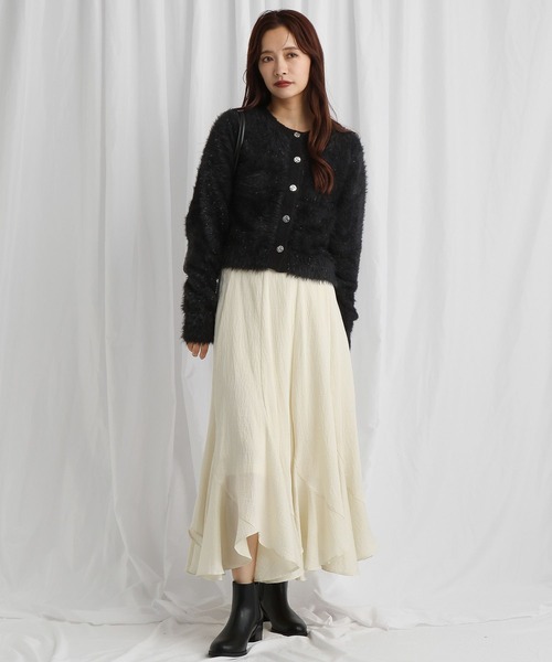 mysty woman(ミスティウーマン)の「ラメシャギーニットカーディガン 607531(ニット/セーター・レディース・ブラック/グレー系その他/ミント/ラベンダー・FREE)」の5枚目の写真