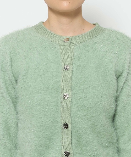 mysty woman(ミスティウーマン)の「ラメシャギーニットカーディガン 607531(ニット/セーター・レディース・ブラック/グレー系その他/ミント/ラベンダー・FREE)」の12枚目の写真