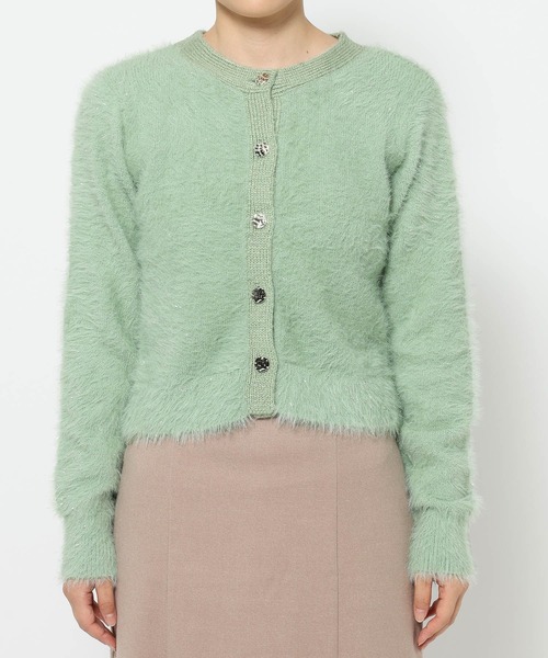 mysty woman(ミスティウーマン)の「ラメシャギーニットカーディガン 607531(ニット/セーター・レディース・ブラック/グレー系その他/ミント/ラベンダー・FREE)」の9枚目の写真