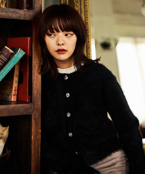 mysty woman(ミスティウーマン)の「ラメシャギーニットカーディガン 607531(ニット/セーター・レディース・ブラック/グレー系その他/ミント/ラベンダー・FREE)」の21枚目の写真