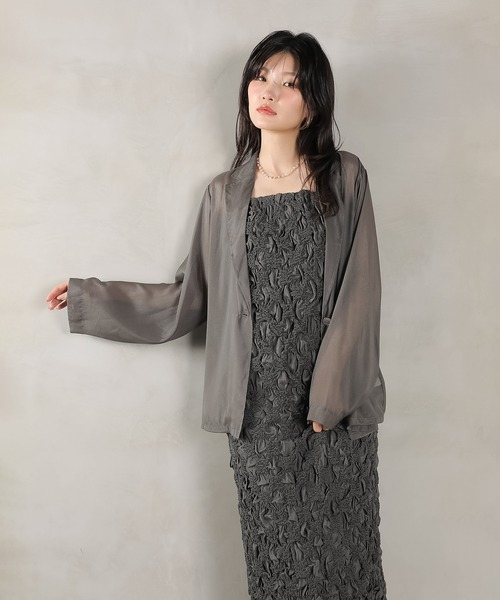 Kana(カナ)の「シアー ジャケット キャミワンピ ウエストマーク ベルト付き ドレス 2点セット パーティードレス オケージョンドレス お呼ばれ ワンピース(ドレス・レディース・グレー/ブラック/キャメル・M)」の16枚目の写真