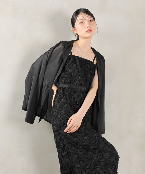 シアー ジャケット キャミワンピ ウエストマーク ベルト付き ドレス 2