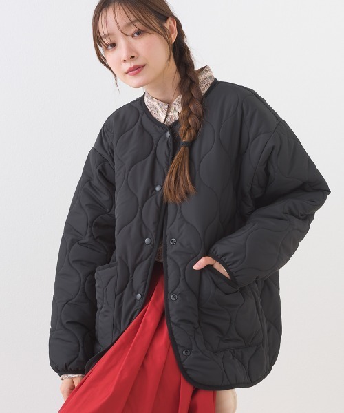 OMNES（オムネス）の「【BEAUTIFUL FRIDAY】キルティングノーカラージャケット（ノーカラージャケット・レディース・ブラック/ブラウン・FREE）」の2枚目の写真