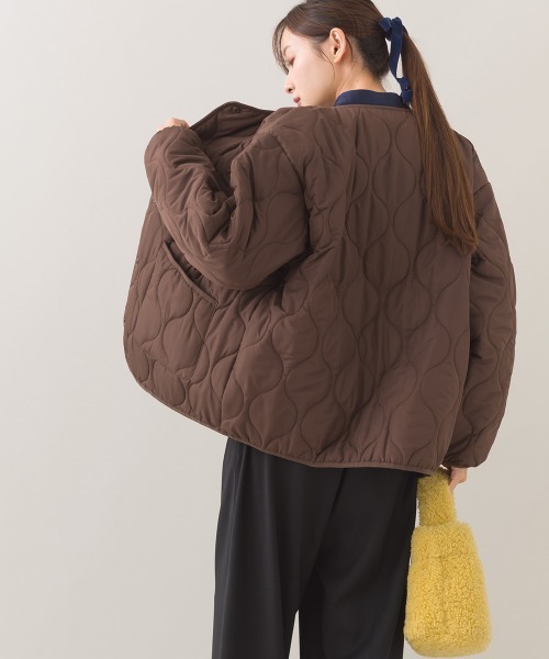 OMNES（オムネス）の「【BEAUTIFUL FRIDAY】キルティングノーカラージャケット（ノーカラージャケット・レディース・ブラック/ブラウン・FREE）」の9枚目の写真