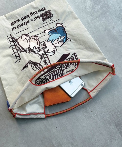 Ball&Chain（ボールアンドチェーン）の「[Ball&Chain]shopping bag-ThreeLittlePigs(M)（エコバッグ/サブバッグ・レディース・ライトグレー/イエロー・M）」の9枚目の写真