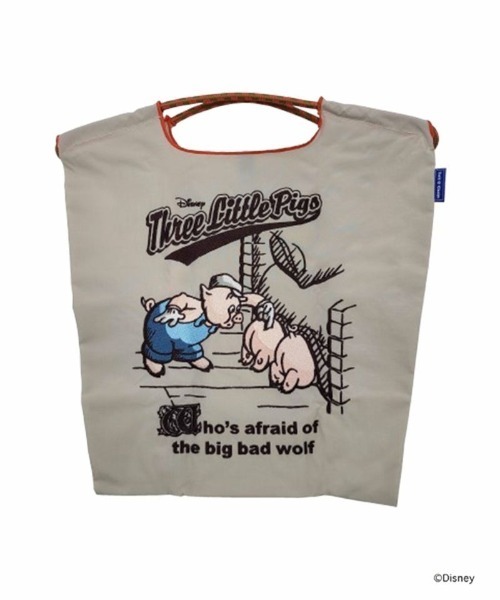 Ball&Chain（ボールアンドチェーン）の「[Ball&Chain]shopping bag-ThreeLittlePigs(M)（エコバッグ/サブバッグ・レディース・ライトグレー/イエロー・M）」の4枚目の写真