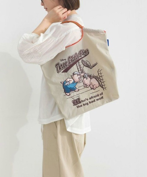 Ball&Chain（ボールアンドチェーン）の「[Ball&Chain]shopping bag-ThreeLittlePigs(M)（エコバッグ/サブバッグ・レディース・ライトグレー/イエロー・M）」の6枚目の写真