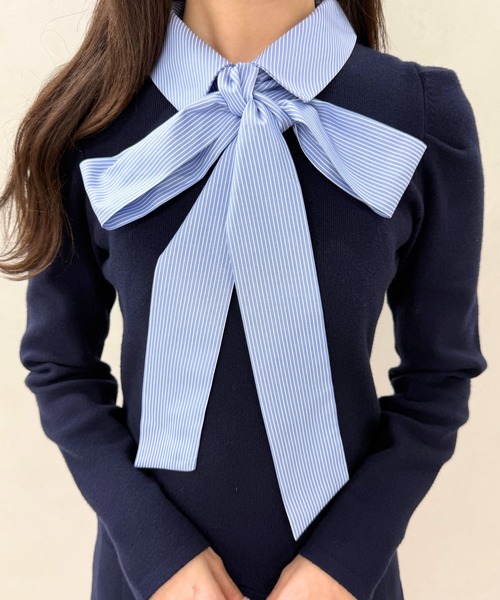 31 Sons de mode（トランテアン　ソン　ドゥ　モード）の「2025秋冬新作 襟付きミニニットワンピース（ワンピース・レディース・グレー/レッド系/ネイビー・ﾌﾘ-）」の15枚目の写真