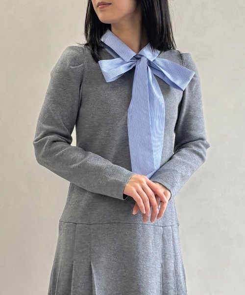 31 Sons de mode（トランテアン　ソン　ドゥ　モード）の「2025秋冬新作 襟付きミニニットワンピース（ワンピース・レディース・グレー/レッド系/ネイビー・ﾌﾘ-）」の7枚目の写真