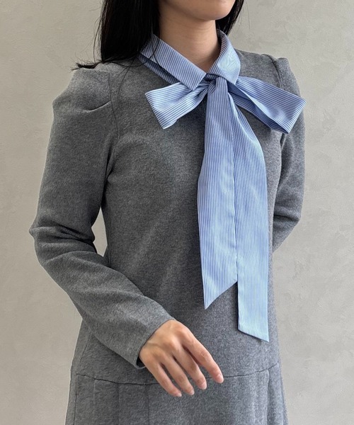 31 Sons de mode（トランテアン　ソン　ドゥ　モード）の「2025秋冬新作 襟付きミニニットワンピース（ワンピース・レディース・グレー/レッド系/ネイビー・ﾌﾘ-）」の10枚目の写真