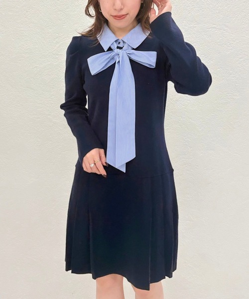 31 Sons de mode（トランテアン　ソン　ドゥ　モード）の「2025秋冬新作 襟付きミニニットワンピース（ワンピース・レディース・グレー/レッド系/ネイビー・ﾌﾘ-）」の21枚目の写真