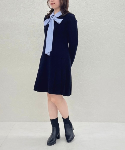 31 Sons de mode（トランテアン　ソン　ドゥ　モード）の「2025秋冬新作 襟付きミニニットワンピース（ワンピース・レディース・グレー/レッド系/ネイビー・ﾌﾘ-）」の20枚目の写真