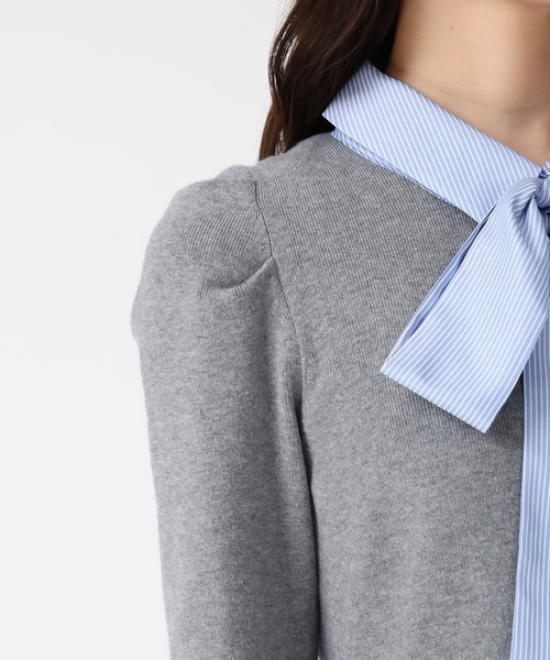 31 Sons de mode（トランテアン　ソン　ドゥ　モード）の「2025秋冬新作 襟付きミニニットワンピース（ワンピース・レディース・グレー/レッド系/ネイビー・ﾌﾘ-）」の20枚目の写真