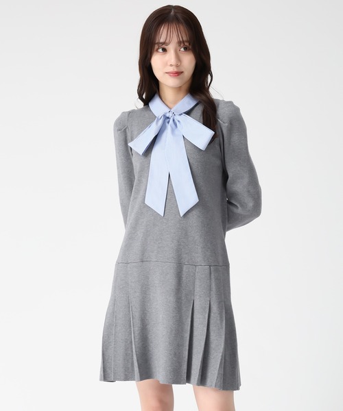 31 Sons de mode（トランテアン　ソン　ドゥ　モード）の「2025秋冬新作 襟付きミニニットワンピース（ワンピース・レディース・グレー/レッド系/ネイビー・ﾌﾘ-）」の16枚目の写真