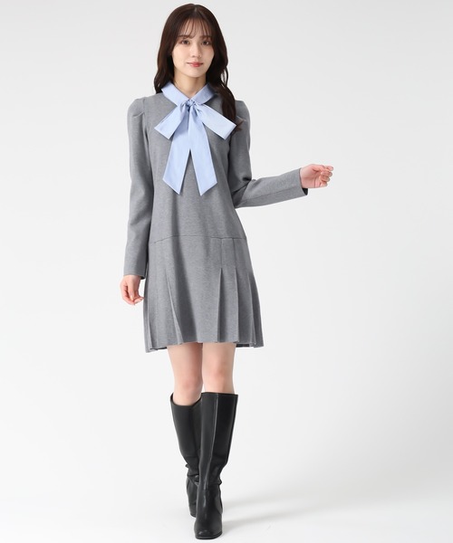 31 Sons de mode（トランテアン　ソン　ドゥ　モード）の「2025秋冬新作 襟付きミニニットワンピース（ワンピース・レディース・グレー/レッド系/ネイビー・ﾌﾘ-）」の22枚目の写真