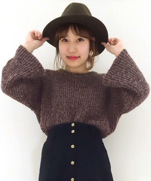 mystic（ミスティック）の「【mystic】畦ゆったりプルオーバー（ニット/セーター・レディース・グレー/ブラック/ボルドー/ピンク・ﾌﾘ-）」の4枚目の写真