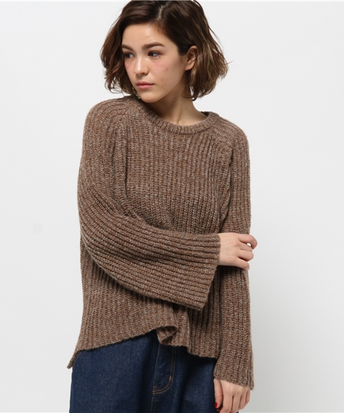 mystic（ミスティック）の「【mystic】畦ゆったりプルオーバー（ニット/セーター・レディース・グレー/ブラック/ボルドー/ピンク・ﾌﾘ-）」の3枚目の写真