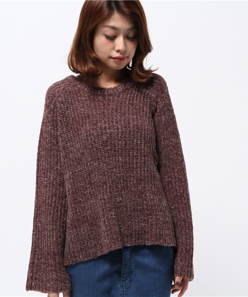 mystic（ミスティック）の「【mystic】畦ゆったりプルオーバー（ニット/セーター・レディース・グレー/ブラック/ボルドー/ピンク・ﾌﾘ-）」の5枚目の写真