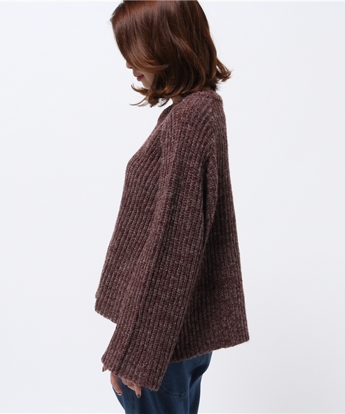 mystic（ミスティック）の「【mystic】畦ゆったりプルオーバー（ニット/セーター・レディース・グレー/ブラック/ボルドー/ピンク・ﾌﾘ-）」の6枚目の写真