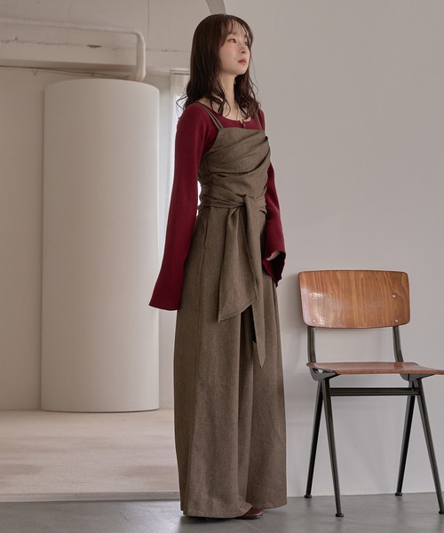 mideal（マイディール）の「drape design combinaison / ドレープデザインコンビネゾン（サロペット/オーバーオール・レディース・チャコールグレー/ダークブラウン・FREE）」の16枚目の写真