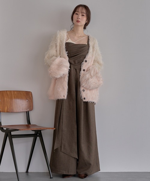 mideal（マイディール）の「drape design combinaison / ドレープデザインコンビネゾン（サロペット/オーバーオール・レディース・チャコールグレー/ダークブラウン・FREE）」の5枚目の写真