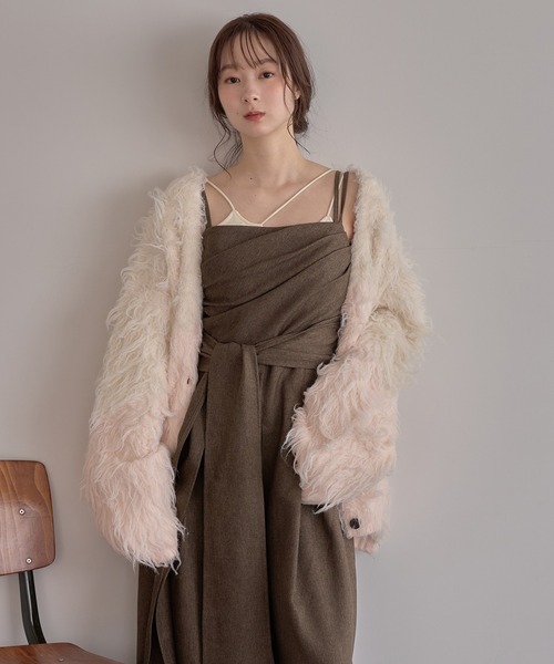 mideal（マイディール）の「drape design combinaison / ドレープデザインコンビネゾン（サロペット/オーバーオール・レディース・チャコールグレー/ダークブラウン・FREE）」の8枚目の写真