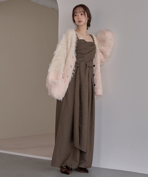 mideal（マイディール）の「drape design combinaison / ドレープデザインコンビネゾン（サロペット/オーバーオール・レディース・チャコールグレー/ダークブラウン・FREE）」の6枚目の写真