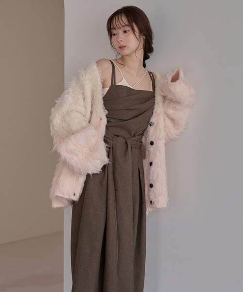 mideal（マイディール）の「drape design combinaison / ドレープデザインコンビネゾン（サロペット/オーバーオール・レディース・チャコールグレー/ダークブラウン・FREE）」の9枚目の写真