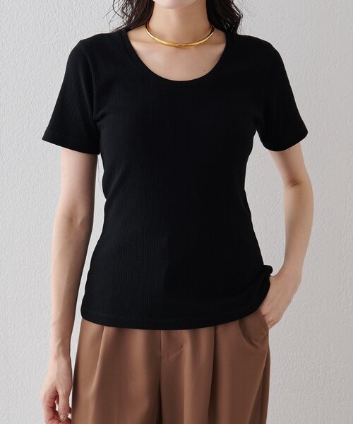 Drawing Numbers(ドローイング ナンバーズ)の「【Drawing Numbers】リブラウンドネックカットソー(Tシャツ/カットソー・レディース・ブラック/ホワイト・38)」の2枚目の写真