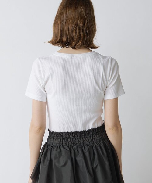 Drawing Numbers(ドローイング ナンバーズ)の「【Drawing Numbers】リブラウンドネックカットソー(Tシャツ/カットソー・レディース・ブラック/ホワイト・38)」の4枚目の写真