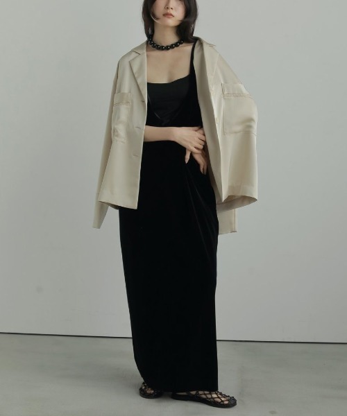 anuke(アンヌーク)の「anuke Satin Tailored Shirts 62520406(シャツ/ブラウス・レディース・ネイビー/オフホワイト・FREE)」の4枚目の写真