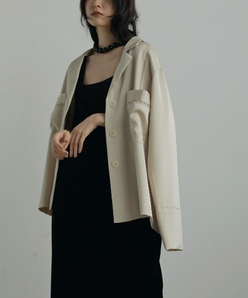 anuke(アンヌーク)の「anuke Satin Tailored Shirts 62520406(シャツ/ブラウス・レディース・ネイビー/オフホワイト・FREE)」の5枚目の写真
