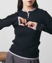 COLONY 2139 | レイヤードヘンリーネックリブニット(ニット/セーター)