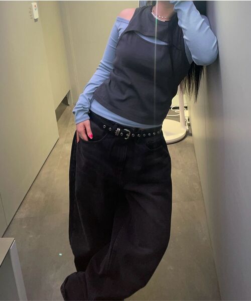 MUSINSA STANDARD（ムシンサスタンダード）の「エクストラワイドデニムパンツ [ウォッシュドブラック]（デニムパンツ・メンズ・その他・29/30/31/33/26/27/28/40/38/42/36/34/32）」の13枚目の写真