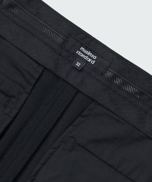 MUSINSA STANDARD（ムシンサスタンダード）の「[クールタンダード] ワイドヒドゥンバンディングスラックス [ブラック]（スラックス・メンズ・その他・26/27/28/29/36/34/32/30/31/33/40/38/42）」の5枚目の写真