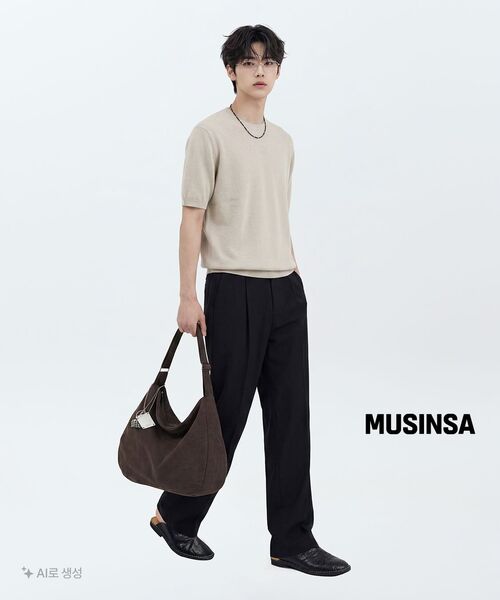 MUSINSA STANDARD（ムシンサスタンダード）の「[クールタンダード] ワイドヒドゥンバンディングスラックス [ブラック]（スラックス・メンズ・その他・26/27/28/29/36/34/32/30/31/33/40/38/42）」の9枚目の写真